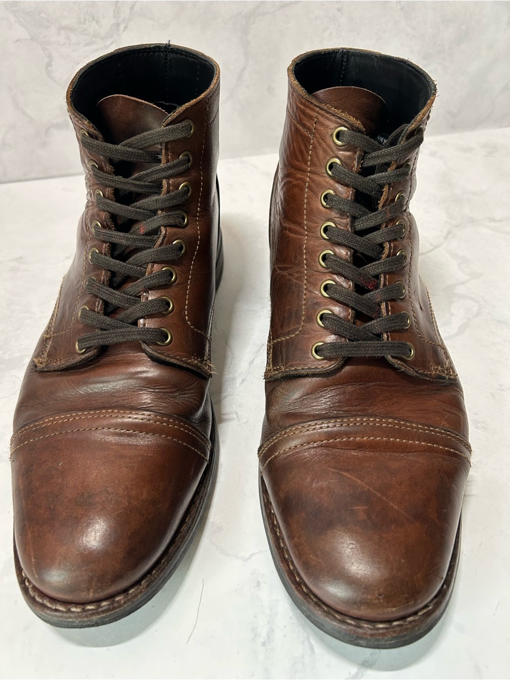 Thursday Boot Company Men’s 11.5 D Brown Leather Cap Toe Lace Up Boots - Picture 2 of 9